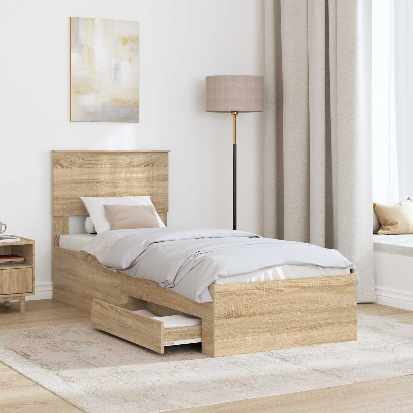 Bettrahmen Sonoma Eiche und Silber 75 x 190 cm Holzwerkstoff