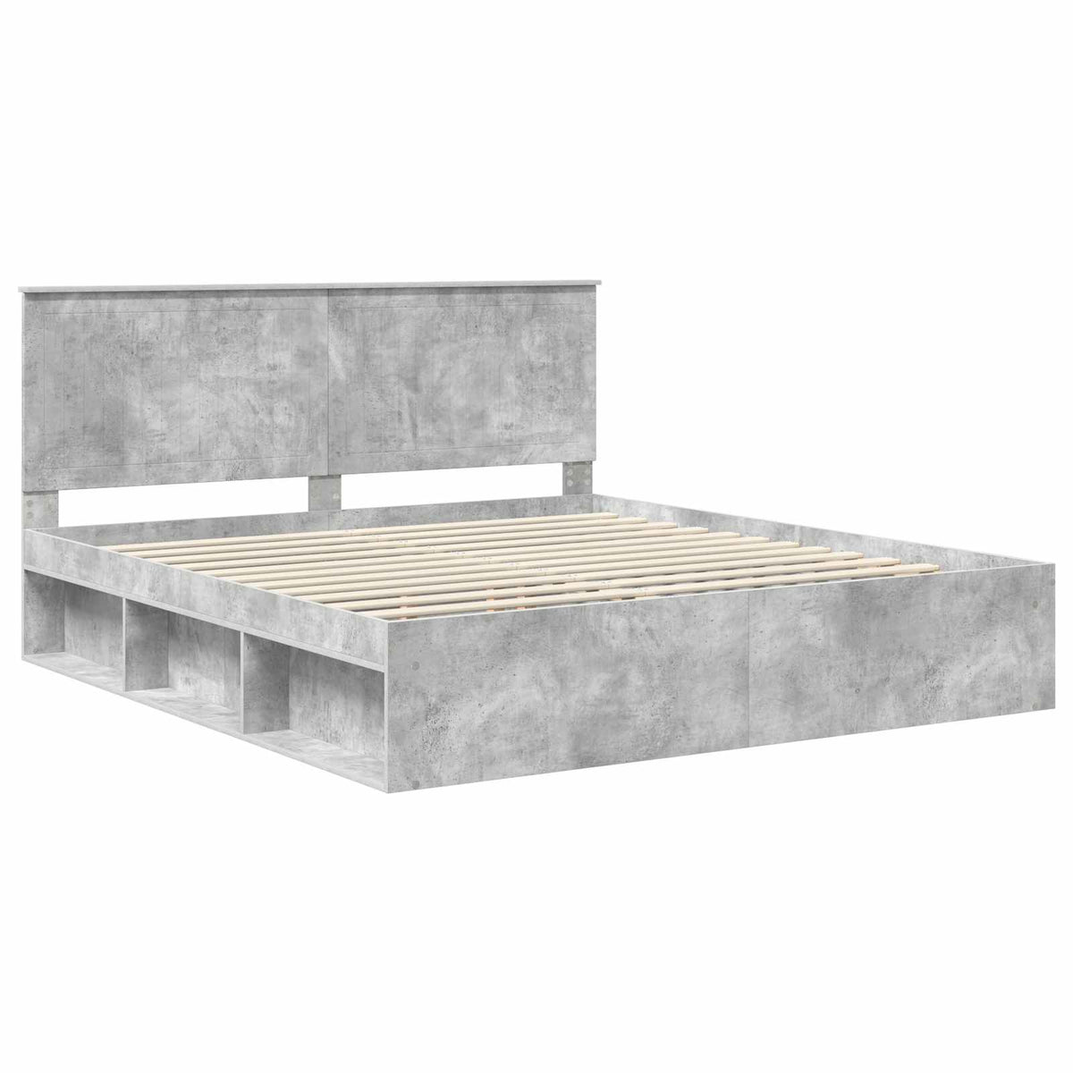 Bettrahmen Betongrau 180 x 200 cm Massives Kiefernholz