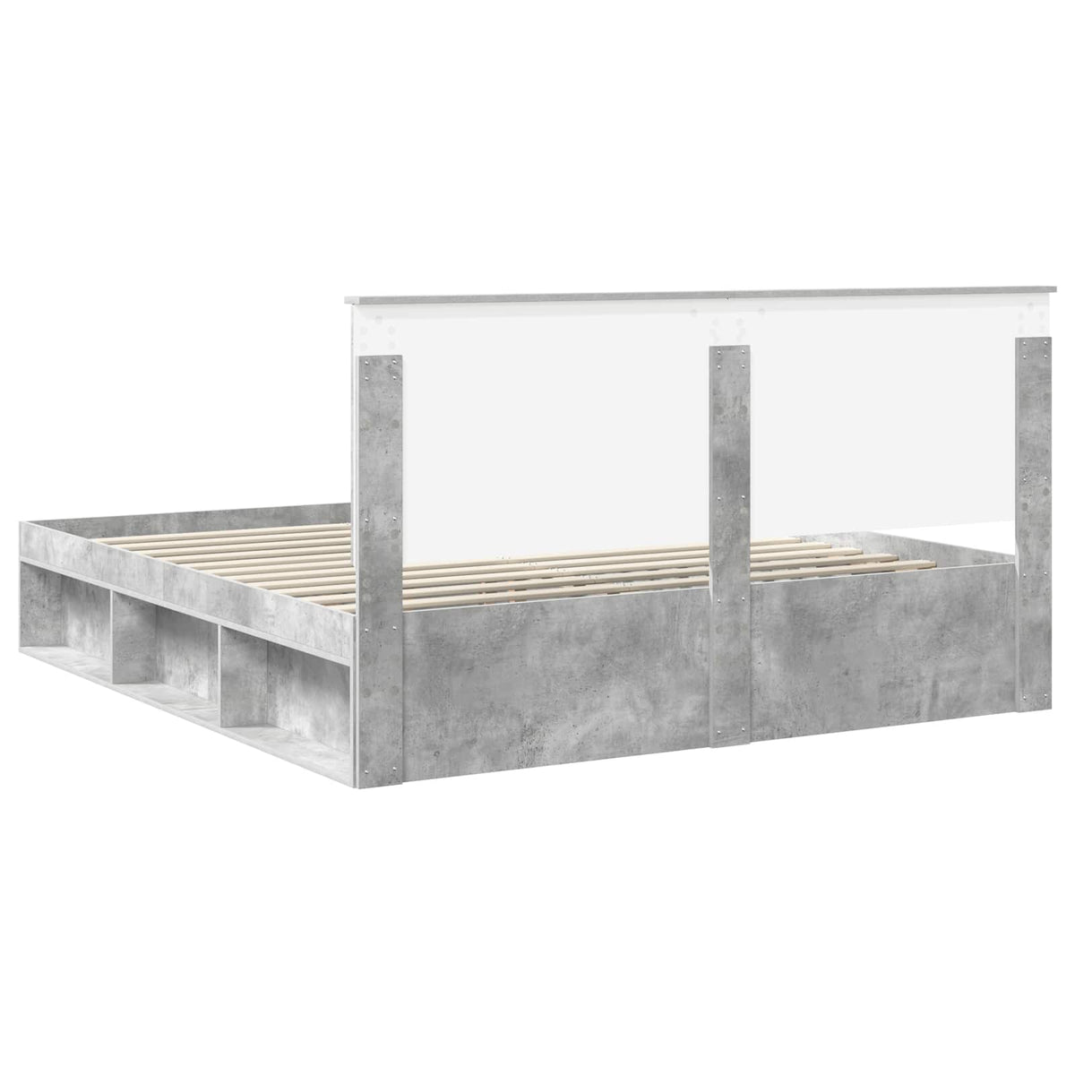 Bettrahmen Betongrau 180 x 200 cm Massives Kiefernholz