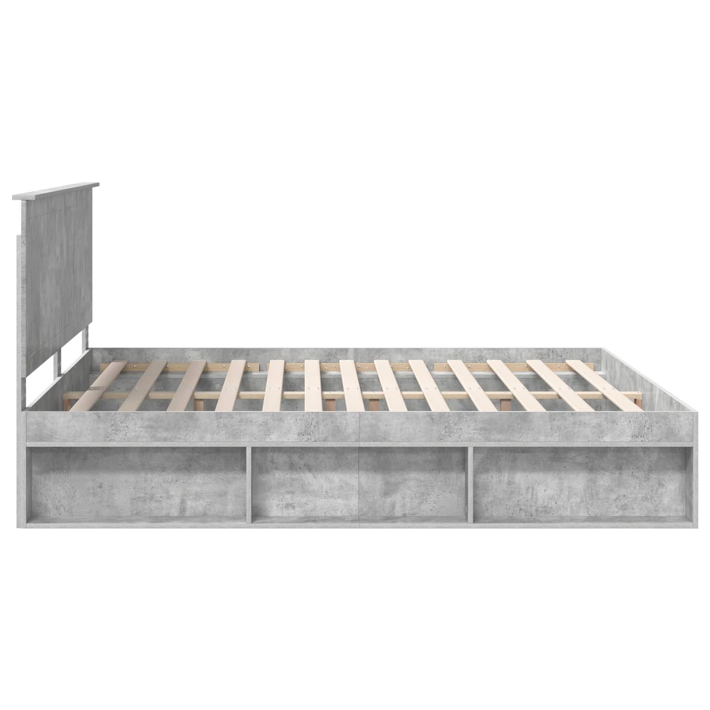 Bettrahmen mit Kopfteil Beton 180 x 200 cm Massives Kiefernholz