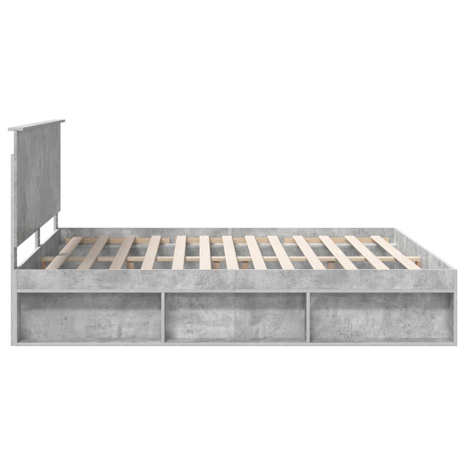 Bettrahmen mit Kopfteil Beton 180 x 200 cm Massives Kiefernholz