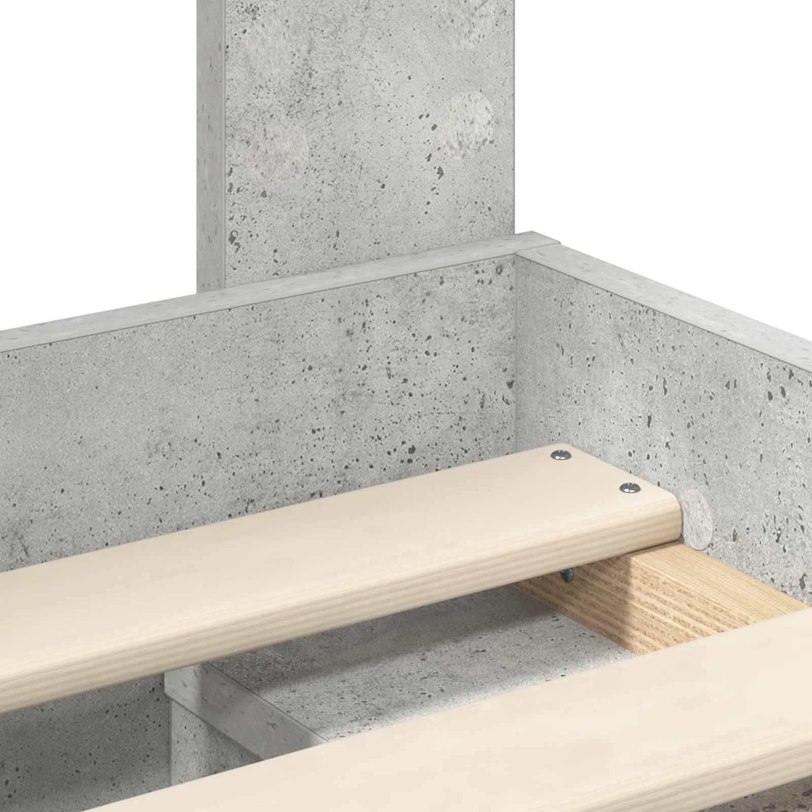 Bettrahmen mit Kopfteil Beton 120 x 200 cm Massives Kiefernholz