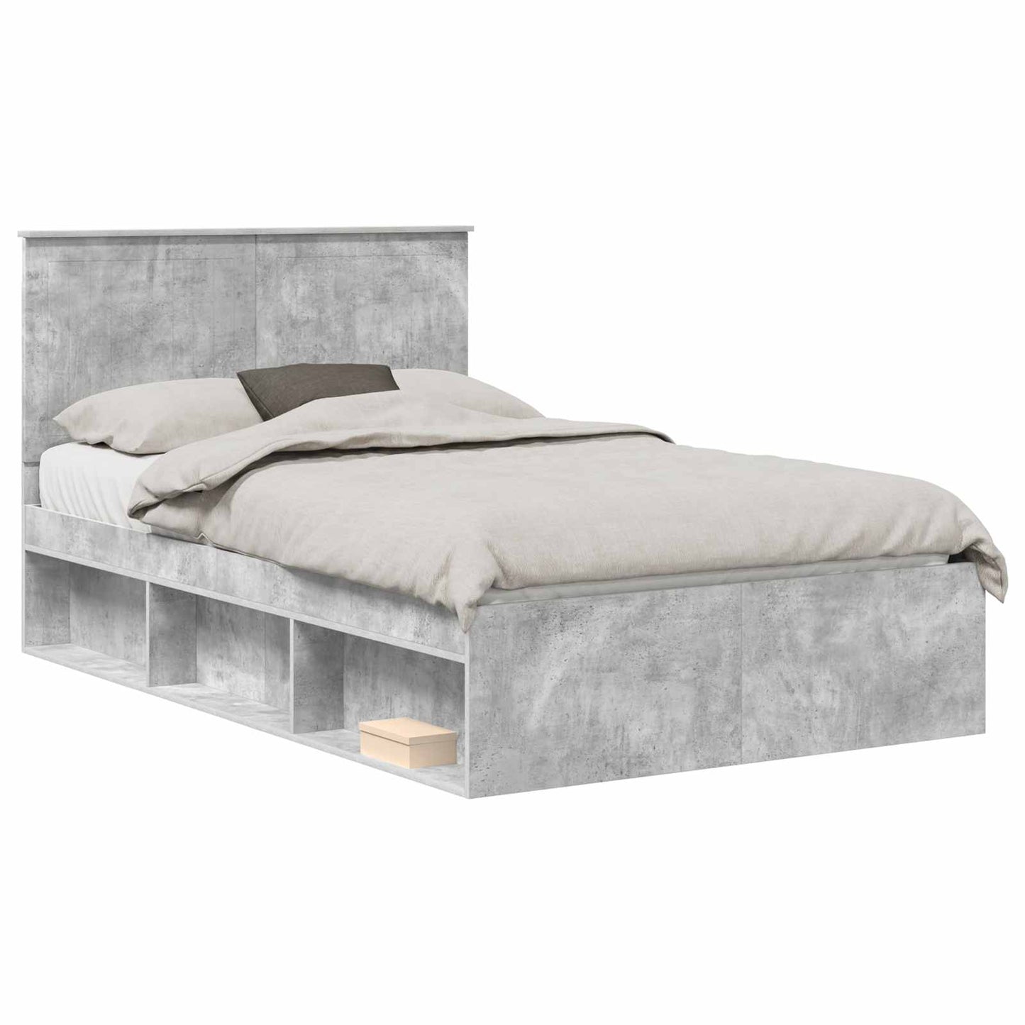 Bettrahmen mit Kopfteil Beton 120 x 200 cm Massives Kiefernholz