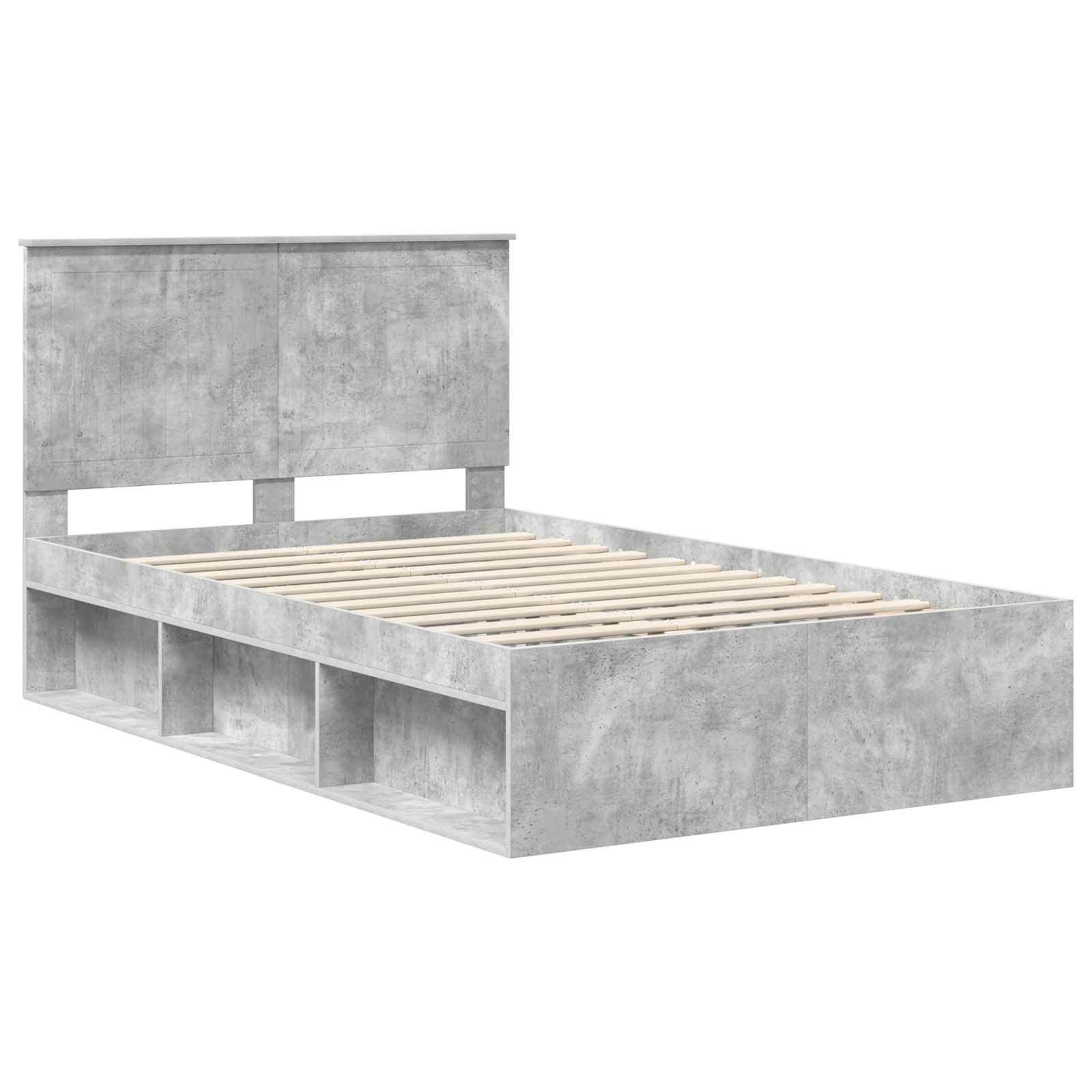 Bettrahmen mit Kopfteil Beton 120 x 200 cm Massives Kiefernholz