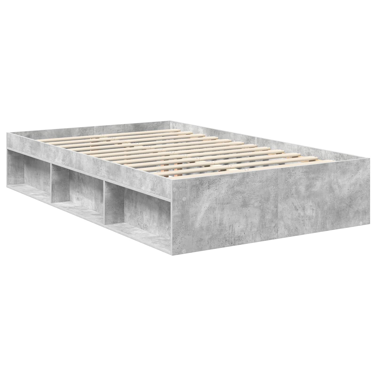 Bettrahmen mit Kopfteil Beton 120 x 200 cm Massives Kiefernholz