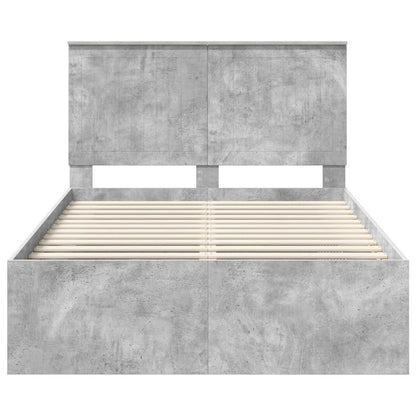 Bettrahmen Betongrau 120 x 200 cm Massives Kiefernholz