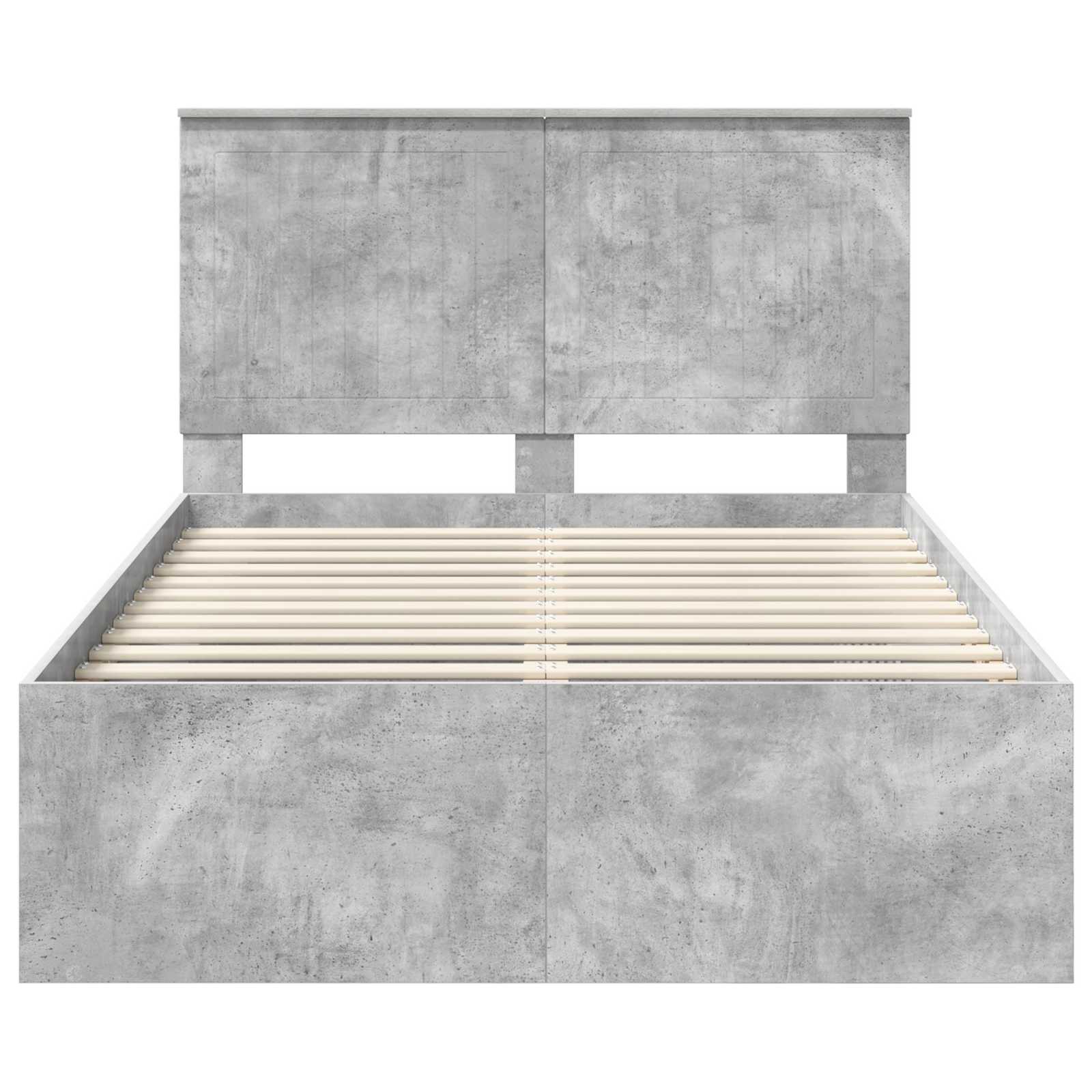 Bettrahmen mit Kopfteil Beton 120 x 200 cm Massives Kiefernholz