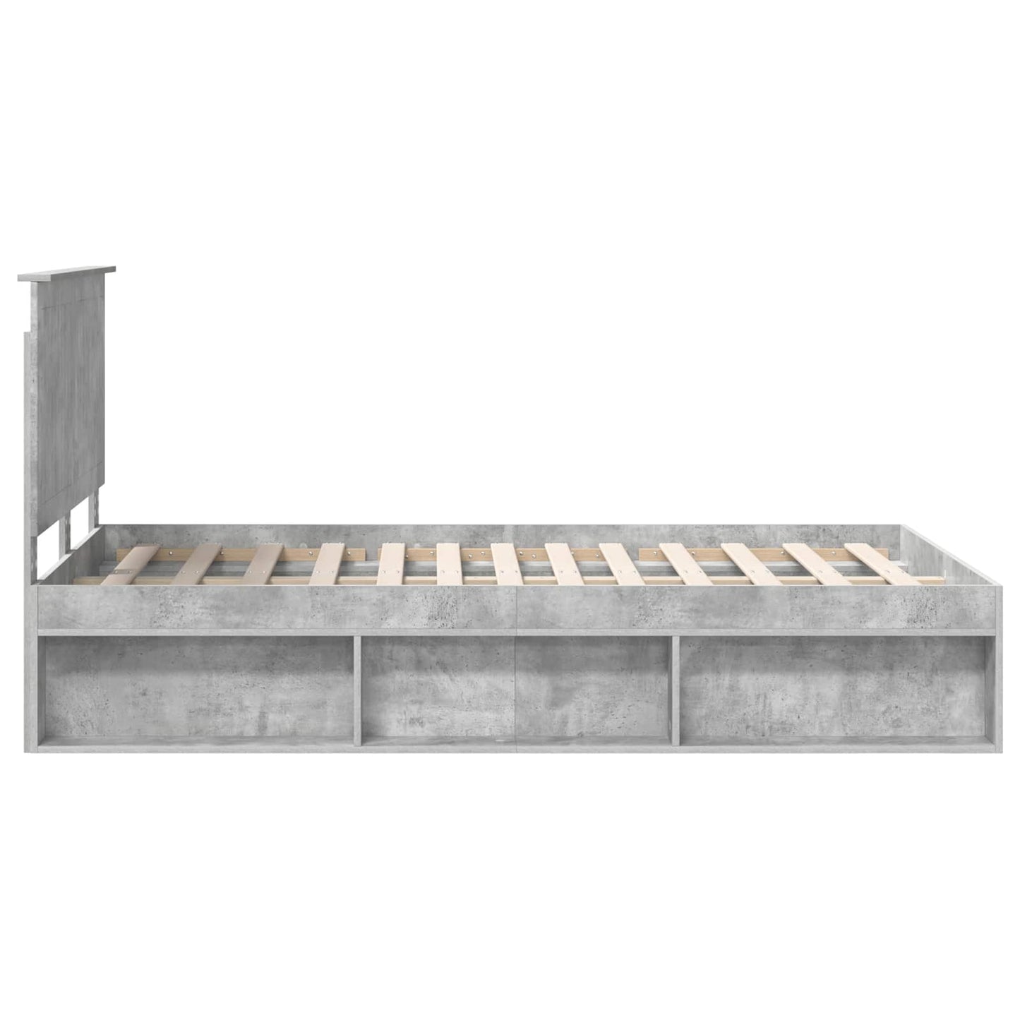Bettrahmen mit Kopfteil Beton 120 x 200 cm Massives Kiefernholz