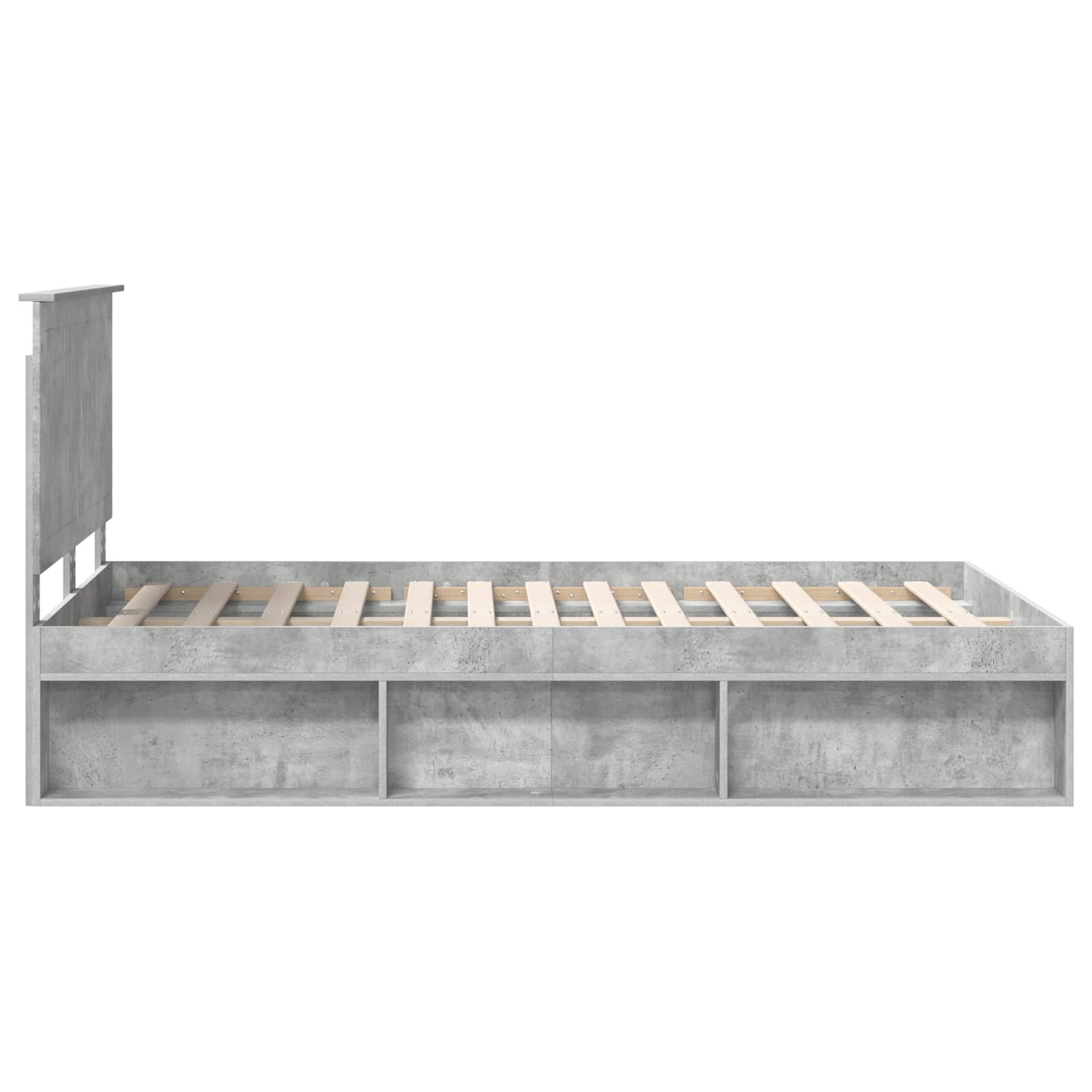 Bettrahmen mit Kopfteil Beton 120 x 200 cm Massives Kiefernholz