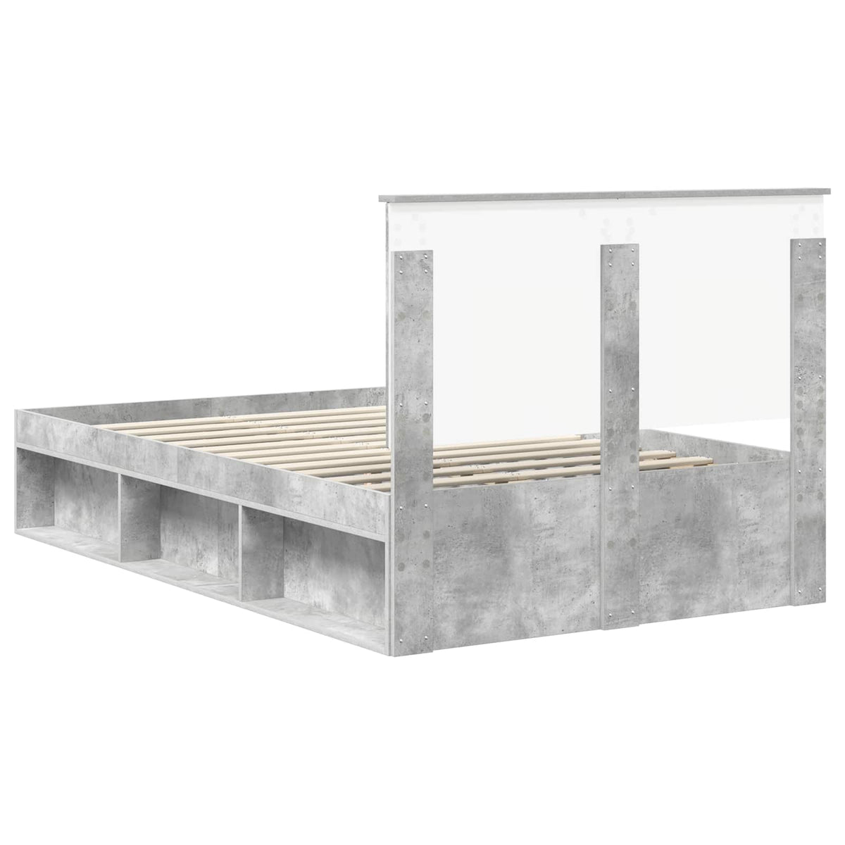 Bettrahmen Betongrau 120 x 190 cm Massives Kiefernholz