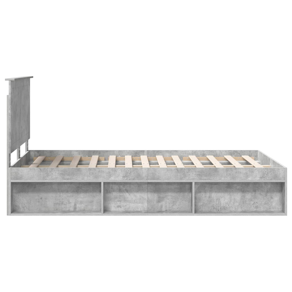 Bettrahmen Betongrau 120 x 190 cm Massives Kiefernholz