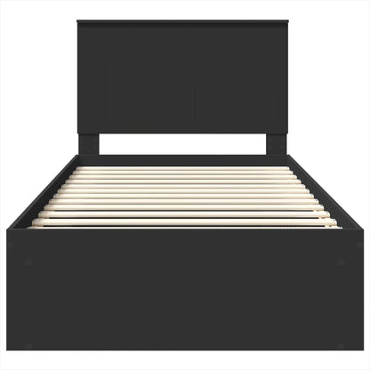 Bettrahmen Schwarz 100 x 200 cm Massives Kiefernholz