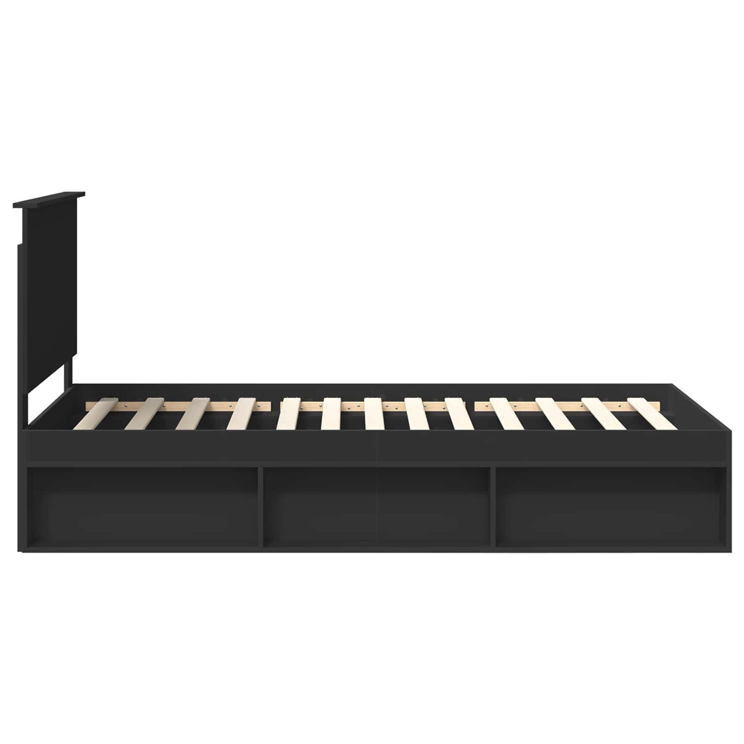 Bettrahmen Schwarz 100 x 200 cm Massives Kiefernholz