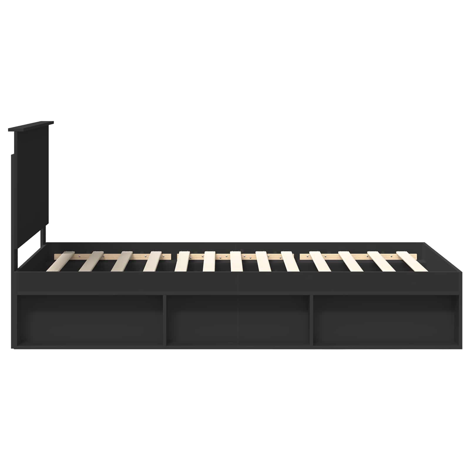 Bettrahmen Schwarz 100 x 200 cm Massives Kiefernholz