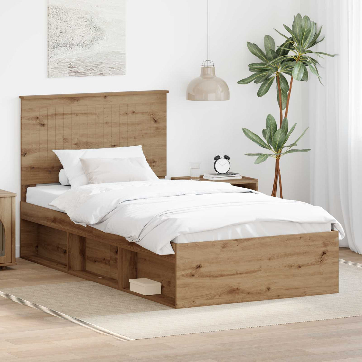 Bettrahmen Artisan-Eiche 100 x 200 cm Massives Kiefernholz