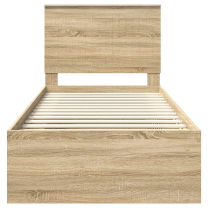 Bettrahmen Sonoma-Eiche 90 x 190 cm Massives Kiefernholz