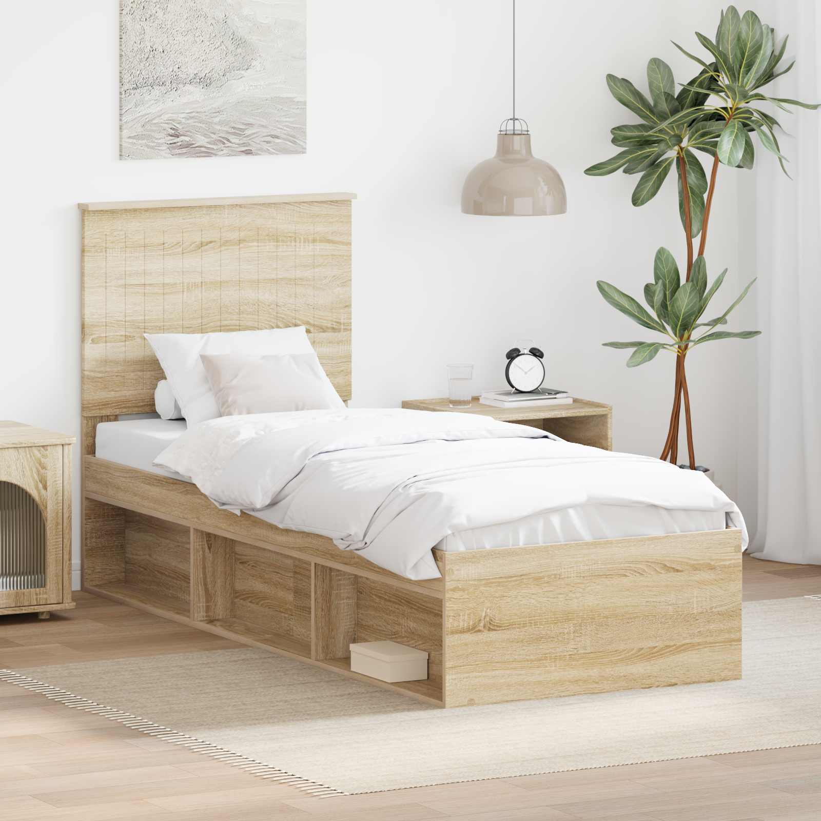 Bettrahmen Sonoma-Eiche 75 x 190 cm Massives Kiefernholz