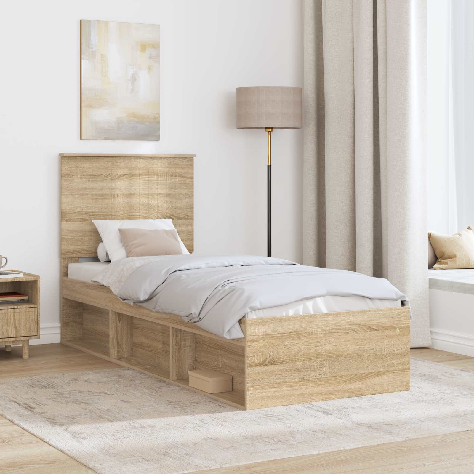 Bettrahmen Sonoma-Eiche 75 x 190 cm Massives Kiefernholz