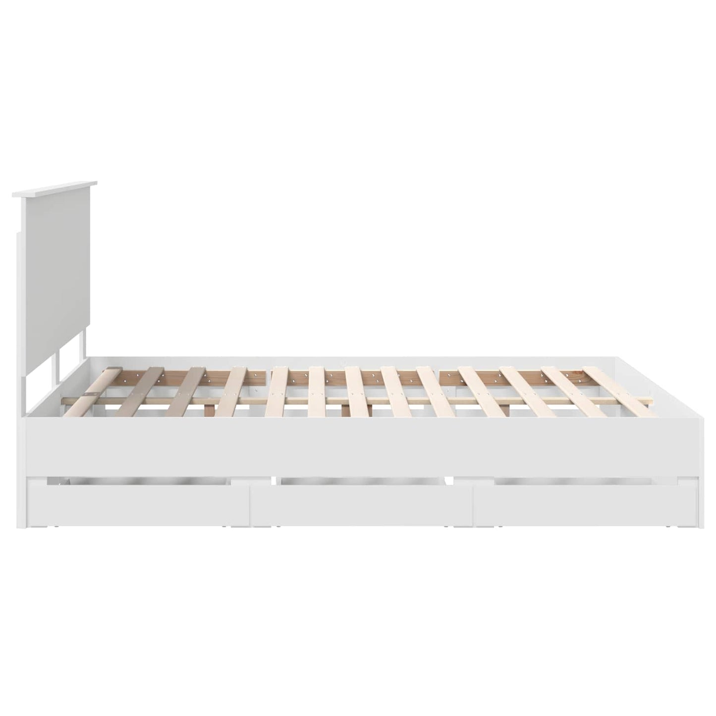 Bettrahmen mit Schubladen Weiß 160 x 200 cm Ingenieurs Holz