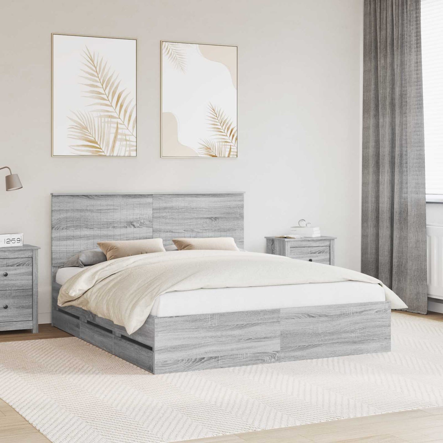 Bettrahmen Graues Sonoma 160 x 200 cm Ingenieurs Holz