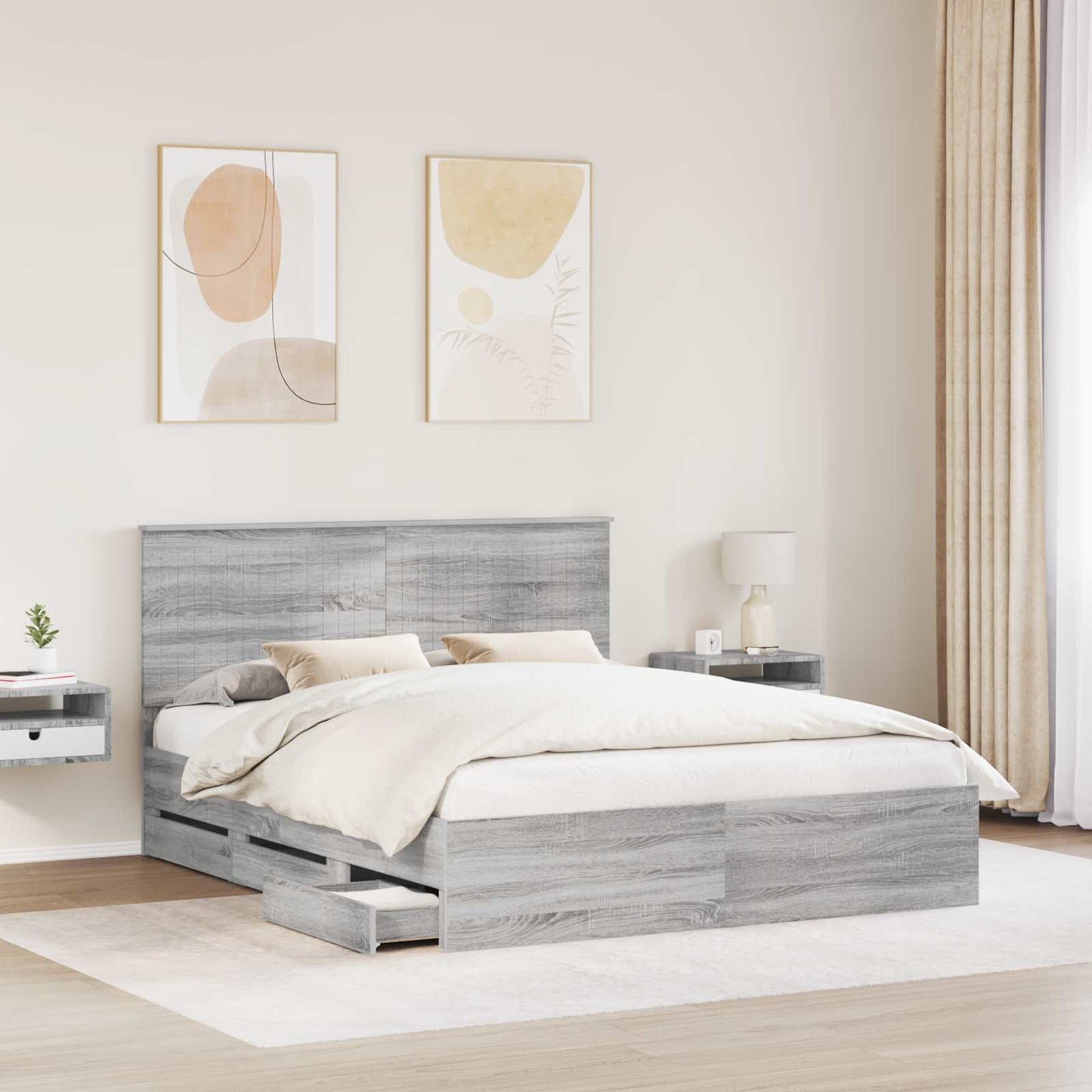 Bettrahmen Graues Sonoma 160 x 200 cm Ingenieurs Holz