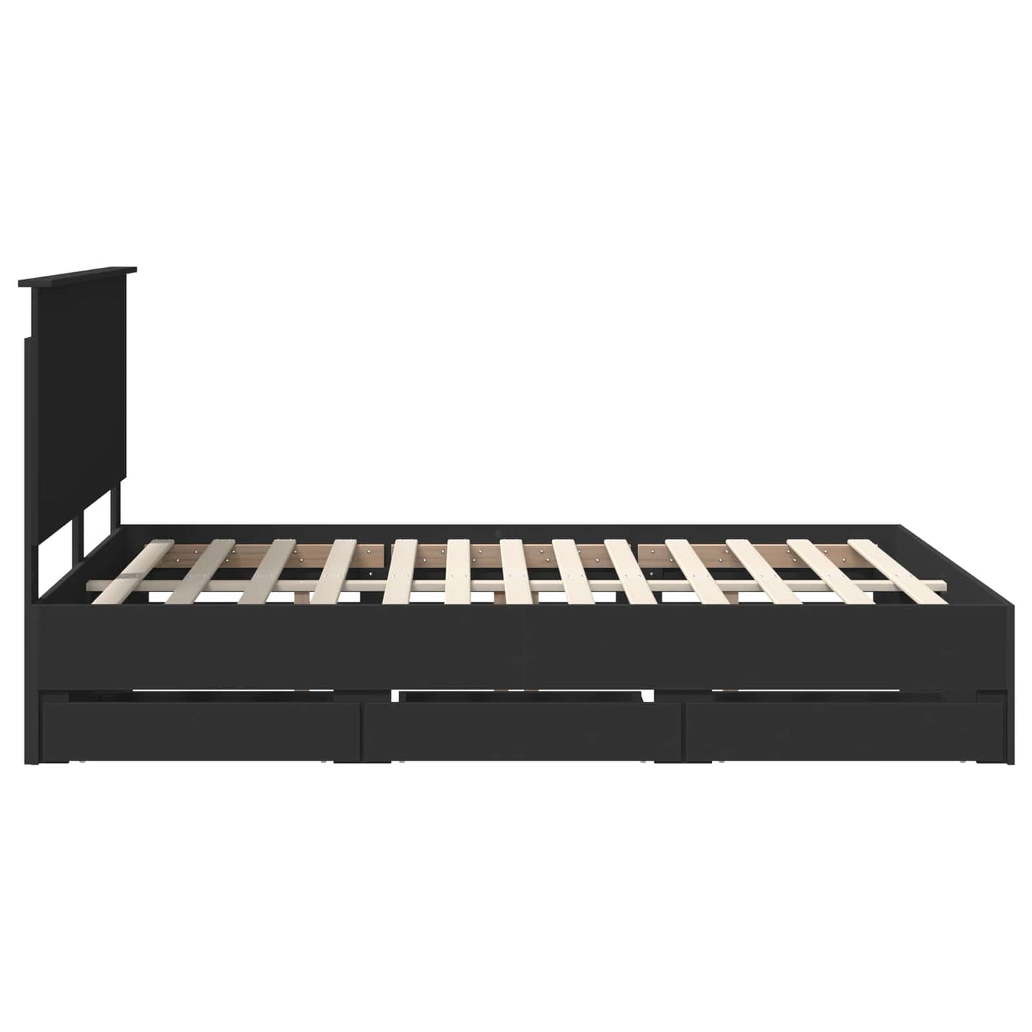 Bettrahmen mit Schubladen Schwarz 150 x 200 cm Ingenieurs Holz