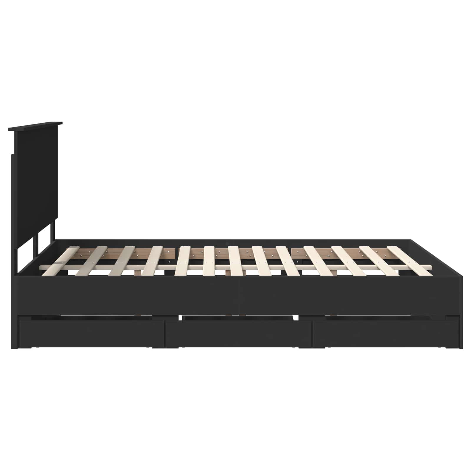 Bettrahmen mit Schubladen Schwarz 150 x 200 cm Ingenieurs Holz
