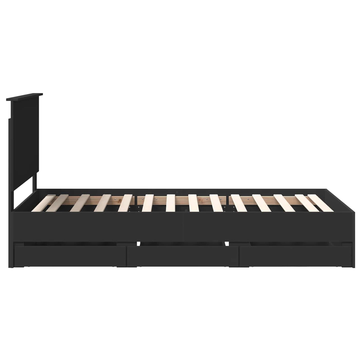 Bettrahmen mit Schubladen Schwarz 100 x 200 cm Ingenieurs Holz