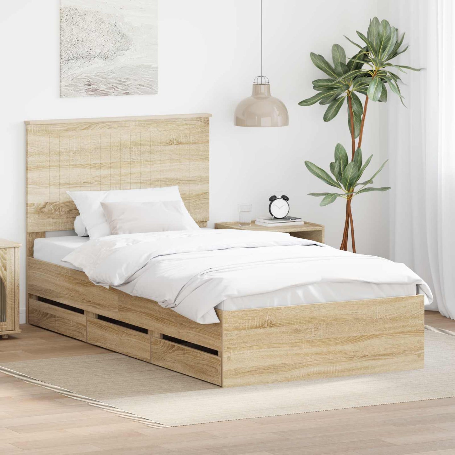 Bettrahmen Sonoma-Eiche 100 x 200 cm Ingenieurs Holz