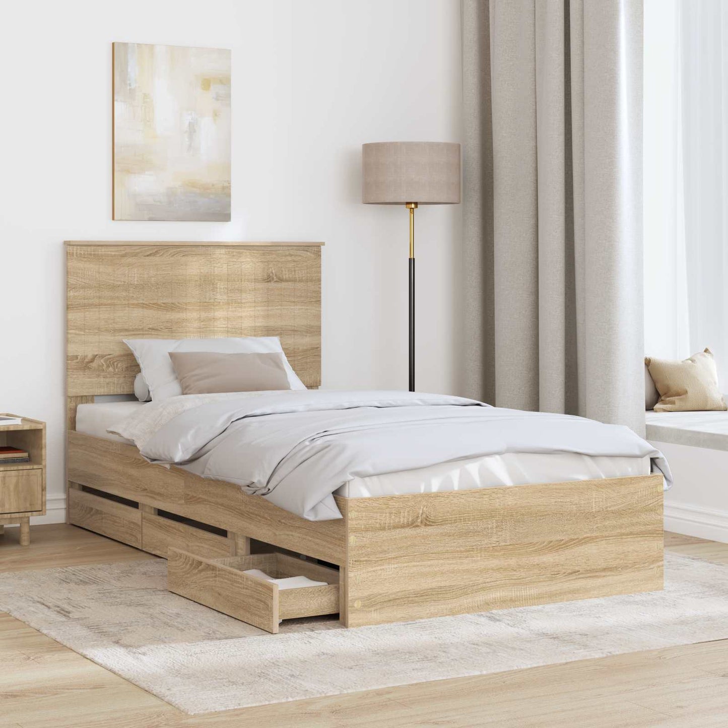 Bettrahmen Sonoma-Eiche 100 x 200 cm Ingenieurs Holz