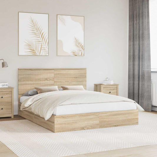 Aufbewahrungsbett Sonoma-Eiche 160 x 200 cm Holzwerkstoff