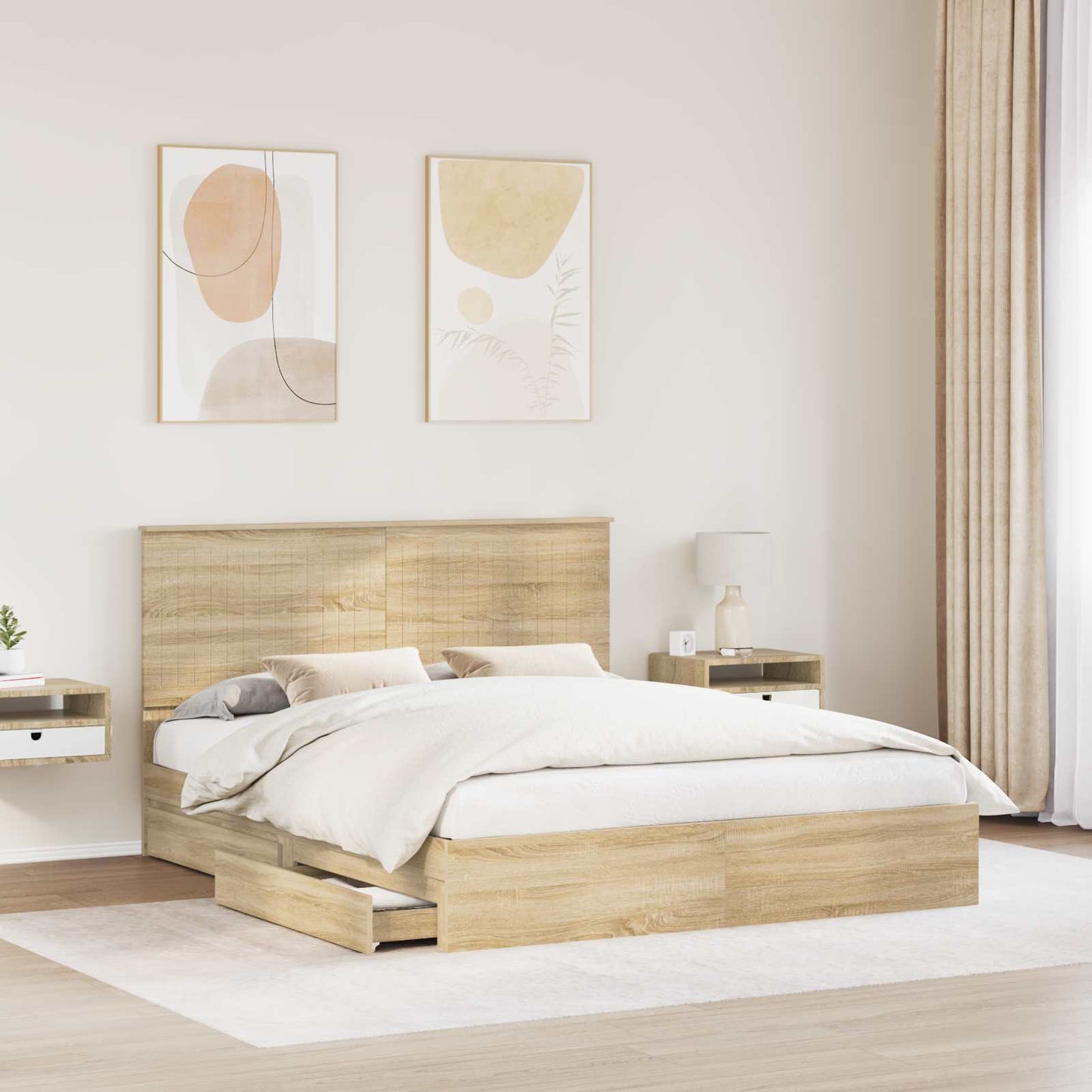 Aufbewahrungsbett Sonoma-Eiche 160 x 200 cm Holzwerkstoff