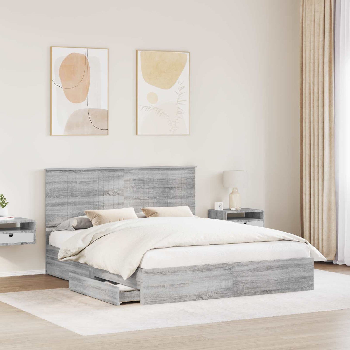 Aufbewahrungsbett Graues Sonoma 160 x 200 cm Holzwerkstoff