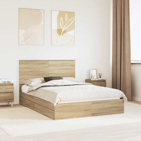 Aufbewahrungsbett Sonoma-Eiche 140 x 190 cm Holzwerkstoff