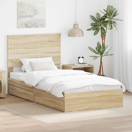 Aufbewahrungsbett Sonoma-Eiche 100 x 200 cm Holzwerkstoff