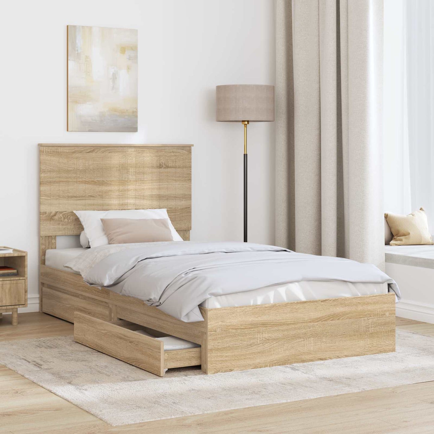 Aufbewahrungsbett Sonoma-Eiche 100 x 200 cm Holzwerkstoff