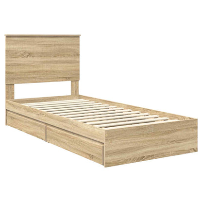 Aufbewahrungsbett Sonoma-Eiche 90 x 200 cm Holzwerkstoff