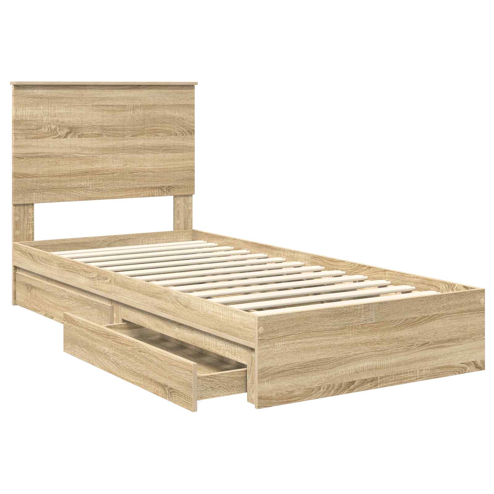 Aufbewahrungsbett Sonoma-Eiche 90 x 200 cm Holzwerkstoff