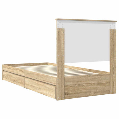 Aufbewahrungsbett Sonoma-Eiche 90 x 190 cm Holzwerkstoff