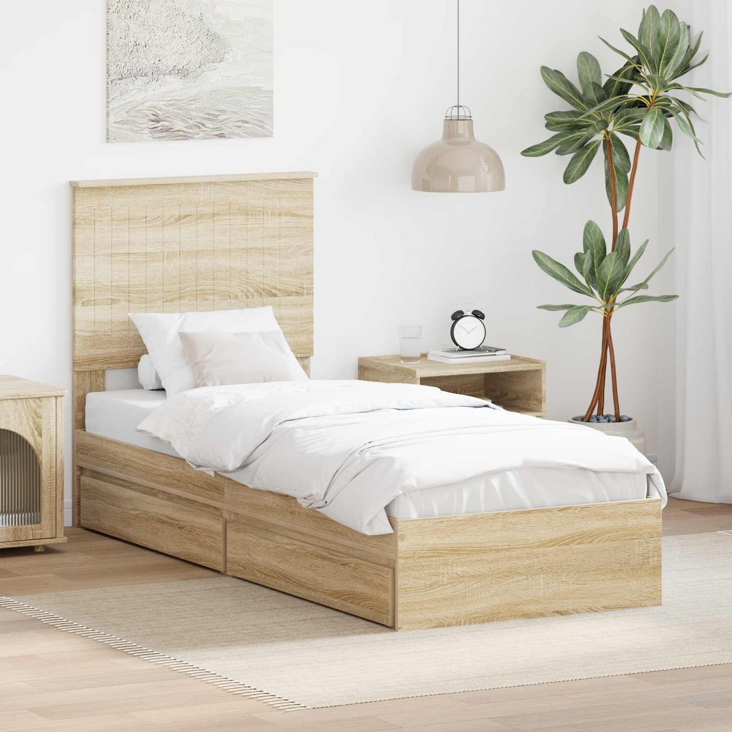 Aufbewahrungsbett Sonoma-Eiche 75 x 190 cm Holzwerkstoff