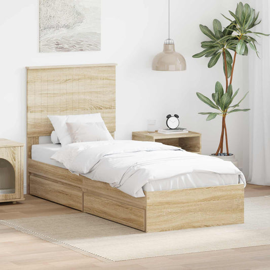 Aufbewahrungsbett Sonoma-Eiche 75 x 190 cm Holzwerkstoff