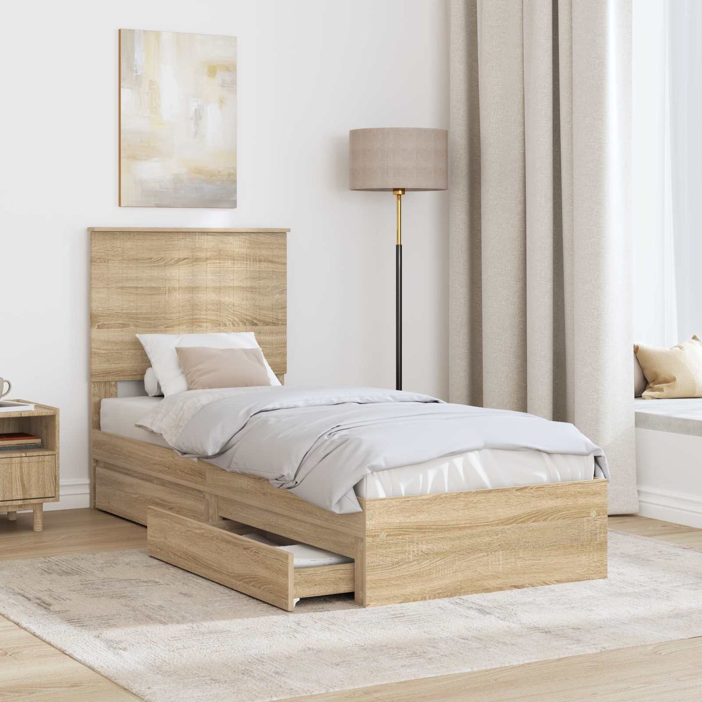 Aufbewahrungsbett Sonoma-Eiche 75 x 190 cm Holzwerkstoff