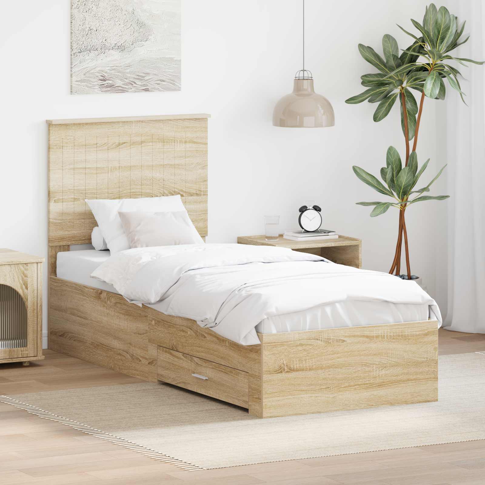 Bettrahmen Sonoma Eiche und Silber 70 x 190 cm Holzwerkstoff