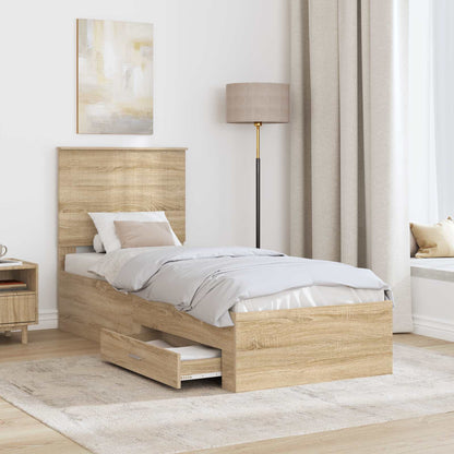 Bettrahmen Sonoma Eiche und Silber 70 x 190 cm Holzwerkstoff
