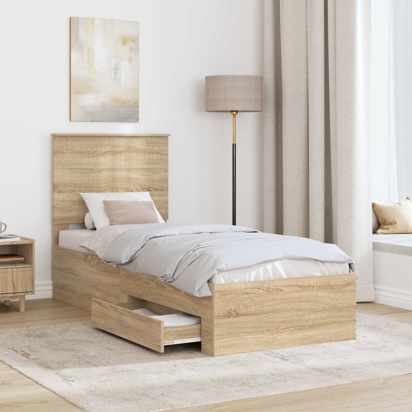 Bettrahmen Sonoma Eiche und Silber 70 x 190 cm Holzwerkstoff
