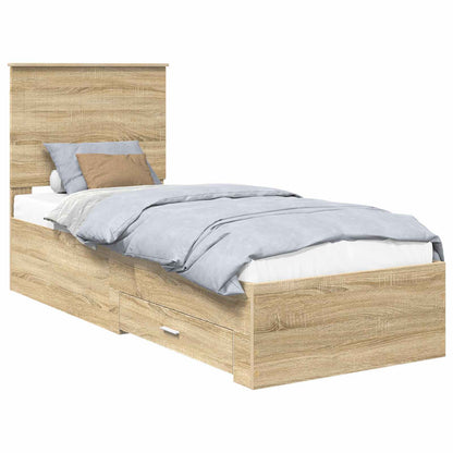 Bettrahmen Sonoma Eiche und Silber 70 x 190 cm Holzwerkstoff