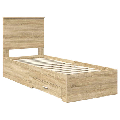 Bettrahmen Sonoma Eiche und Silber 70 x 190 cm Holzwerkstoff