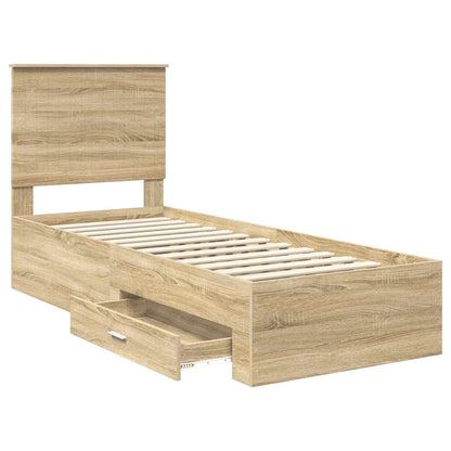 Bettrahmen Sonoma Eiche und Silber 70 x 190 cm Holzwerkstoff