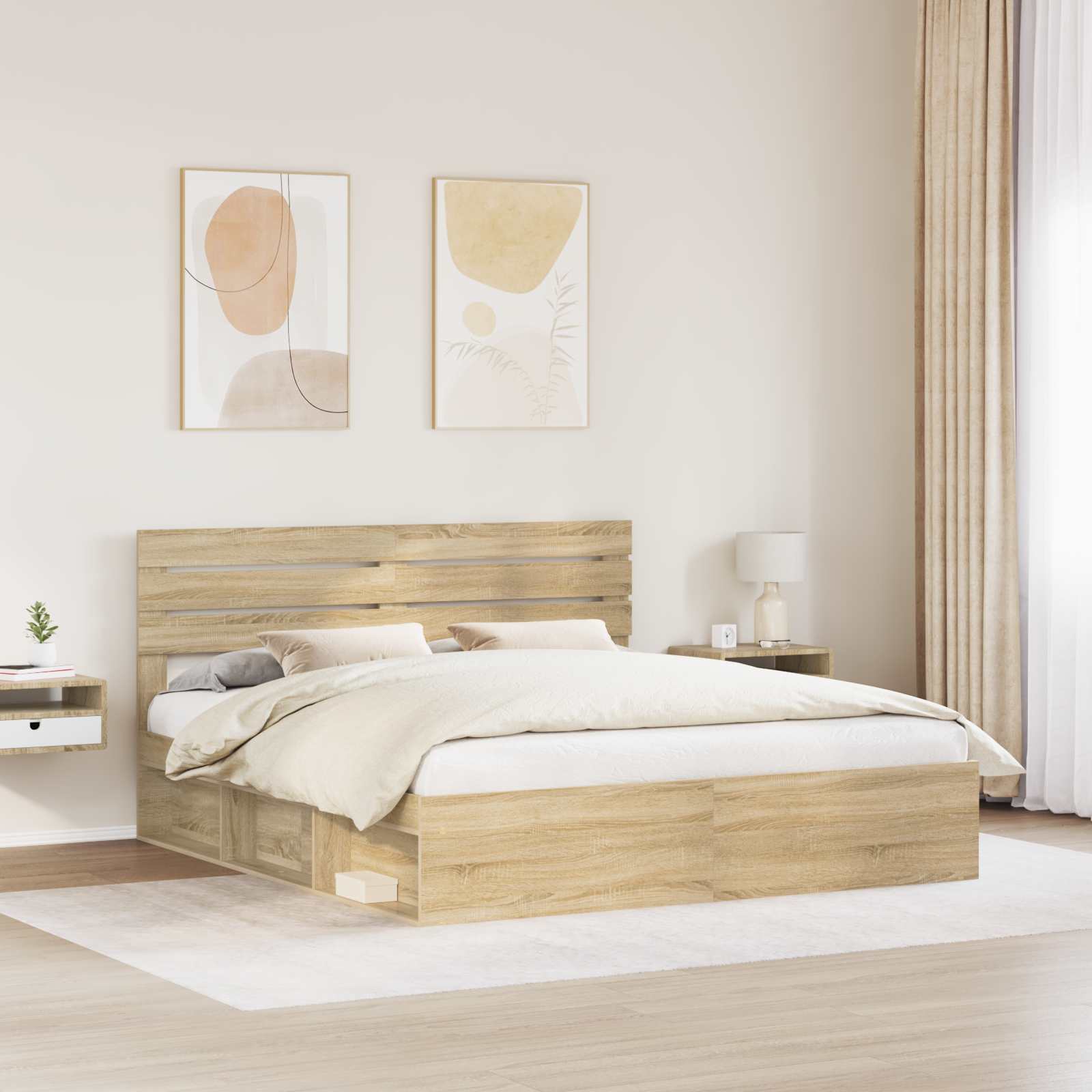 Bettrahmen Sonoma 200 x 200 cm Massives Kiefernholz