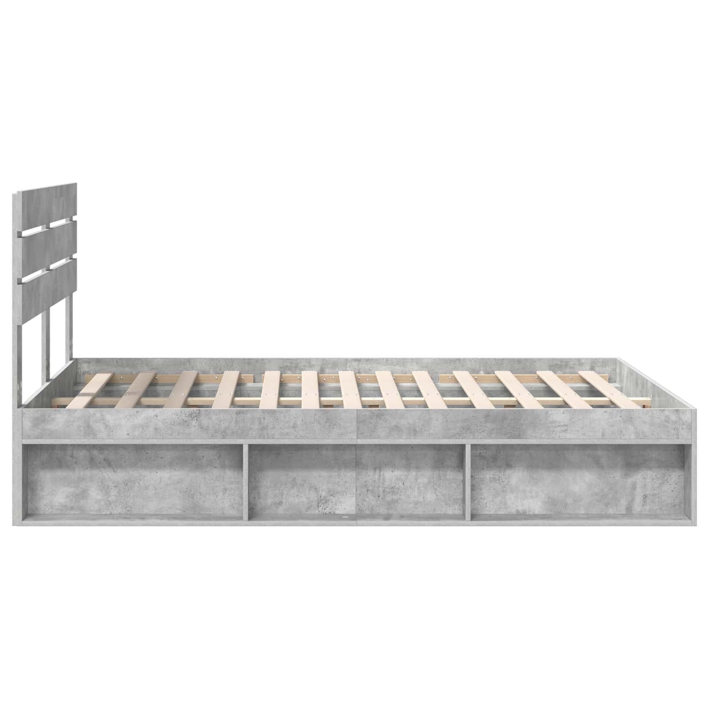 Bettrahmen mit Kopfteil Beton 160 x 200 cm Massives Kiefernholz